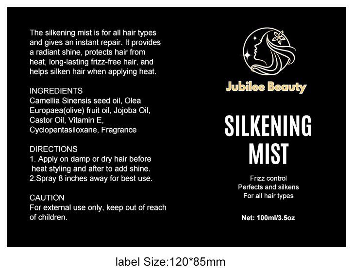 Silkening Hair Mist with Heat Protectant – Anti-Frizz Shine Spray for All Hair Types | Jubilee Beauty (100ml)